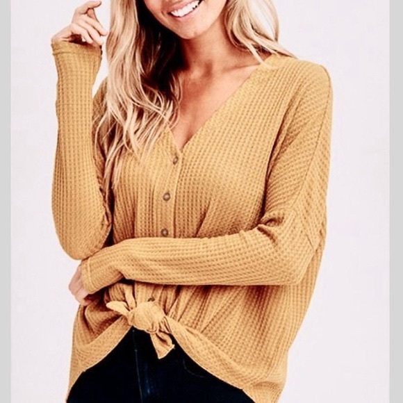 SOLD 💎 American Eagle Waffle Knit Button Up Top XS SMALL - Picture 3 of 13